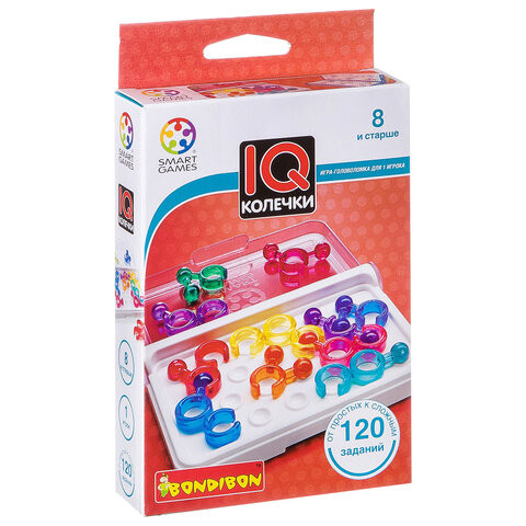 Игра логическая "IQ-Колечки", 120 заданий, Smart Games, BONDIBON, ВВ0949 по низкой цене оптом Краснодар, Москва, Уфа, Казань, Барнаул, Владивосток, Хабаровск, Сахалин, Красноярск, Екатеренбург, 