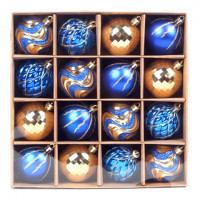 Шары елочные 16 шт, 8 см, "Blue&Gold", пластик, золото/синий, ЗОЛОТАЯ СКАЗКА, 592454