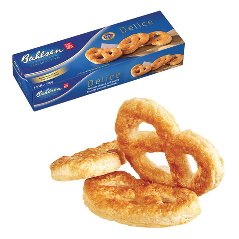 Печенье-крендельки BAHLSEN (Бальзен) "Delice" слоеное, 100 г, картонная упаковка, Германия, 4385 по низкой цене оптом 