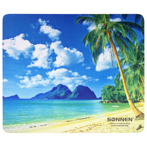 Коврик для мыши SONNEN "BEACH", резина + ткань, 260х220х3 мм, 513294 по низкой цене оптом Краснодар, Москва, Уфа, Казань, Барнаул, Владивосток, Хабаровск, Сахалин, Красноярск, Екатеренбург, 