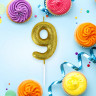 Свеча-цифра для торта "9" золотая с глиттером, 6 см, ЗОЛОТАЯ СКАЗКА, на шпажке, в блистере, 591422 по низкой цене оптом 