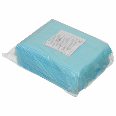 Простыни одноразовые ГЕКСА нестерильные, комплект 10 шт., 70х200 см, спанбонд ламинированный 40 г/м2, голубые