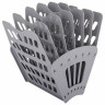 Лоток для бумаг веерный BRAUBERG "Basic" 7-ми секционный, 6 отделений, сетчатый, серый, 237020 по низкой цене оптом 