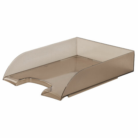 Лоток горизонтальный для бумаг BRAUBERG "Office style", 320х245х65 мм, тонированный серый, 237289 по низкой цене оптом 