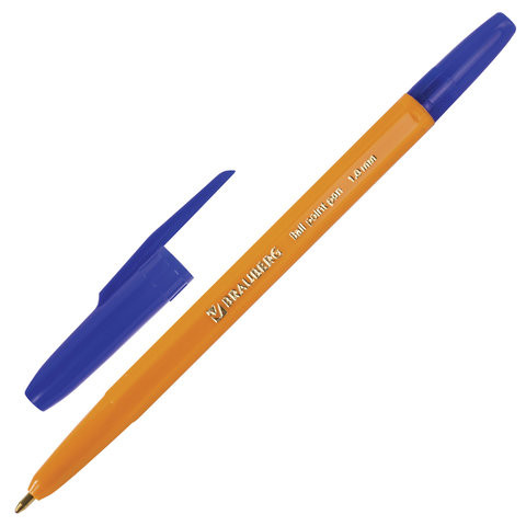 Ручка шариковая BRAUBERG "Carina Orange", СИНЯЯ, корпус оранжевый, узел 1 мм, линия письма 0,5 мм, 141668 по низкой цене оптом Краснодар, Москва, Уфа, Казань, Барнаул, Владивосток, Хабаровск, Сахалин, Красноярск, Екатеренбург, 
