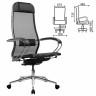 Кресло МЕТТА "ErgoLife" 10 B1-104K, хром, синхромеханизм, прочная сетка, черное по низкой цене оптом Краснодар, Москва, Уфа, Казань, Барнаул, Владивосток, Хабаровск, Сахалин, Красноярск, Екатеренбург, 