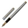 Ручка подарочная перьевая BRAUBERG Maestro, СИНЯЯ, корпус серебристый с золотистыми деталями, линия письма 0,25 мм, 143469 по низкой цене оптом 