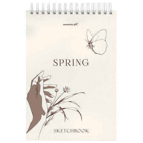 Скетчбук, белая бумага 100г/м2 140х201мм 60л, гребень, жёсткая подложка, BRAUBERG ART DEBUT, Ассорти 3, 116904 по низкой цене оптом 