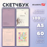 Скетчбук, белая бумага 100г/м2 140х201мм 60л, гребень, жёсткая подложка, BRAUBERG ART DEBUT, Ассорти 3, 116904 по низкой цене оптом 