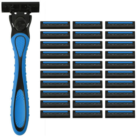 Бритвенный станок многоразовый мужской, 3 лезвия, 31 кассета, синий, X-ONE, 700024 по низкой цене оптом Бритвенный станок многоразовый мужской, 3 лезвия, 31 кассета, синий, X-ONE, 700024 по низкой цене оптом