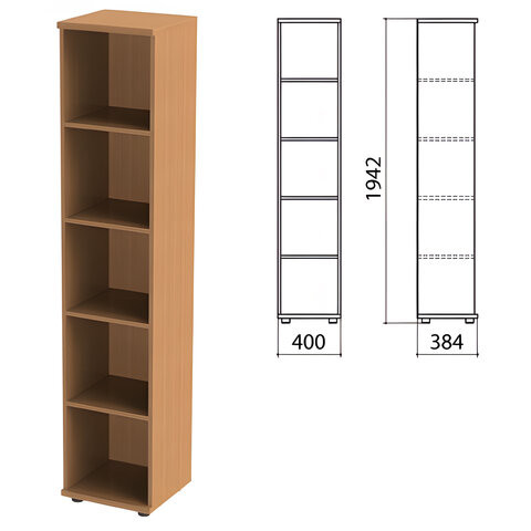 Шкаф (стеллаж) "Этюд", 400х384х1942 мм, 4 полки, бук бавария, 400000-55 по низкой цене оптом 