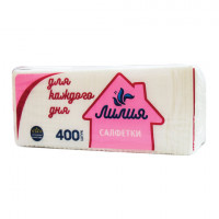 Салфетки бумажные, 400 шт., 24х24 см, "ЛИЛИЯ" Big Pack, белые, сырье Италия, 0250