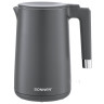 Чайник электрический с двойными стенками SONNEN KT-8719G, 1,5 л, 2200 Вт, графитовый, 454693 по низкой цене оптом Краснодар, Москва, Уфа, Казань, Барнаул, Владивосток, Хабаровск, Сахалин, Красноярск, Екатеренбург, 