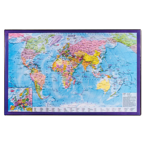 Коврик-подкладка настольный для письма (590х380 мм), с картой мира, BRAUBERG, 236777 по низкой цене оптом 