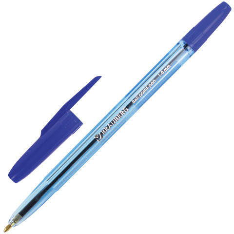 Ручка шариковая BRAUBERG "Carina Blue", СИНЯЯ, корпус тонированный синий, узел 1 мм, линия письма 0,5 мм, 141669 по низкой цене оптом 