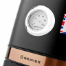 Чайник с термометром BRAYER BR1005BK, 1,7 л, 2200 Вт, закрытый нагревательный элемент, сталь, черный по низкой цене оптом Краснодар, Москва, Уфа, Казань, Барнаул, Владивосток, Хабаровск, Сахалин, Красноярск, Екатеренбург, 