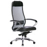 Кресло офисное МЕТТА "SAMURAI" SL-1.04, сверхпрочная ткань-сетка/кожа, черное
