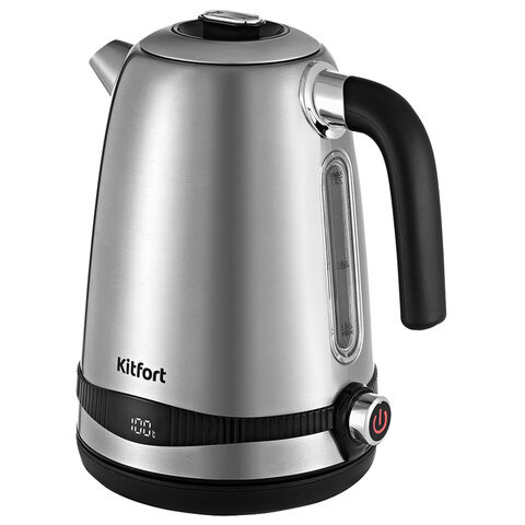 Чайник KITFORT КТ-6121-5, 1,7 л, 2200 Вт, закрытый нагревательный элемент, LED-дисплей, ТЕРМОРЕГУЛЯТОР, сталь, серебро по низкой цене оптом 