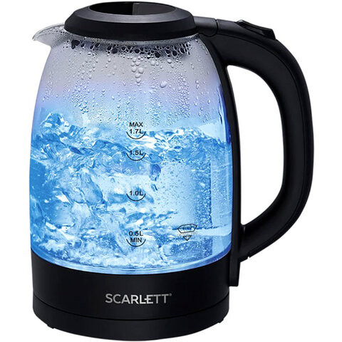 Чайник SCARLETT SC-EK27G11, 1,7л, 2200Вт, закрытый нагревательный элемент, стекло, че по низкой цене оптом 