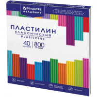 Пластилин классический BRAUBERG "АКАДЕМИЯ КЛАССИЧЕСКАЯ", 40 цветов, 800 г, СТЕК, ВЫСШЕЕ КАЧЕСТВО, 106512
