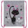 Мешок для обуви BRAUBERG PREMIUM, карман, подкладка, светоотражайка, 43х33 см, "Elegant cat", 271620 по низкой цене оптом Краснодар, Москва, Уфа, Казань, Барнаул, Владивосток, Хабаровск, Сахалин, Красноярск, Екатеренбург, 