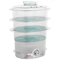 Пароварка TEFAL VC100630, 900 Вт, объем 9 л, механическое управление, 3 яруса, серебристая