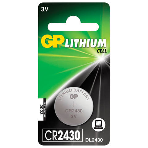 Батарейка GP Lithium, CR2430, литиевая, 1 шт., в блистере, CR2430-8C1 по низкой цене оптом 