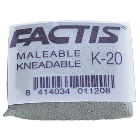Ластик-клячка художественный FACTIS K 20 (Испания), 37х29х10 мм, супермягкий, серый, CCFK20 по низкой цене оптом 