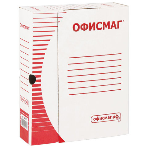 Короб архивный с клапаном А4 (260х325 мм), 75 мм, до 700 листов, плотный, микрогофрокартон, БЕЛЫЙ, ОФИСМАГ, 123017 по низкой цене оптом 