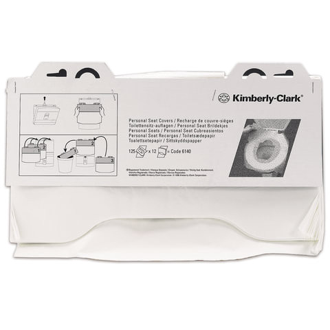Покрытия на унитаз KIMBERLY-CLARK, 1/2 сложения, 125 штук, 38,1х45,7, КОМПЛЕКТ 12 штук, белые, диспенсер 601549, 6140 по низкой цене оптом 