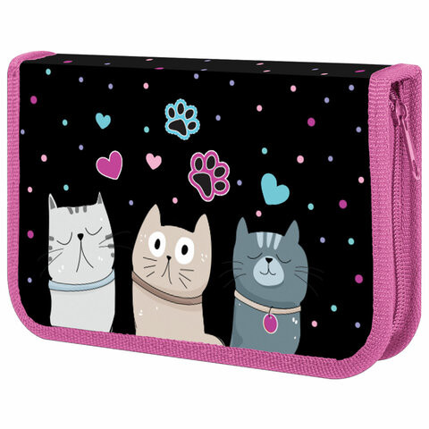 Пенал ЮНЛАНДИЯ, 1 отделение, картон с эффектом soft-touch, 19х11 см, Cat squad, 273493 по низкой цене оптом Краснодар, Москва, Уфа, Казань, Барнаул, Владивосток, Хабаровск, Сахалин, Красноярск, Екатеренбург, 