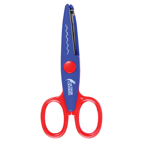 Ножницы ОСТРОВ СОКРОВИЩ, 135 мм, фигурное лезвие "банты", сине-бордовые, в упаковке с европодвесом, 236778 по низкой цене оптом 