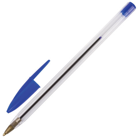 Ручка шариковая STAFF "Basic BP-01", письмо 750 метров, СИНЯЯ, длина корпуса 14 см, линия письма 0,5 мм, 141672 по низкой цене оптом Краснодар, Москва, Уфа, Казань, Барнаул, Владивосток, Хабаровск, Сахалин, Красноярск, Екатеренбург, 