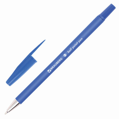 Ручка шариковая BRAUBERG "Capital-X", СИНЯЯ, корпус soft-touch синий, узел 0,7 мм, линия письма 0,35 мм, 143341, BP253 по низкой цене оптом Краснодар, Москва, Уфа, Казань, Барнаул, Владивосток, Хабаровск, Сахалин, Красноярск, Екатеренбург, 