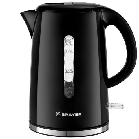 Чайник BRAYER BR1032, 1,7 л, 2200 Вт, закрытый нагревательный элемент, автоотключение, пластик, черный, 1032BR по низкой цене оптом Краснодар, Москва, Уфа, Казань, Барнаул, Владивосток, Хабаровск, Сахалин, Красноярск, Екатеренбург, 