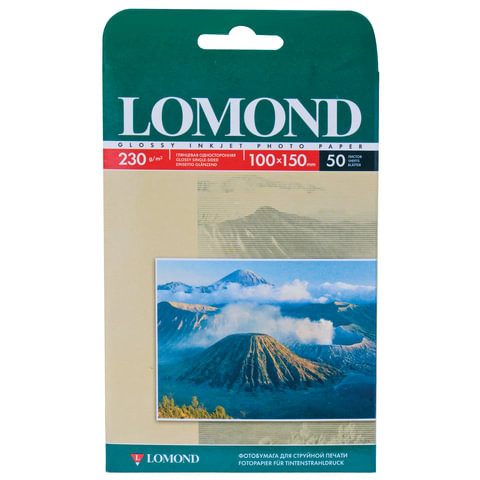 Фотобумага 10х15 см, 230 г/м2, 50 листов, односторонняя, глянцевая, LOMOND 0102035 по низкой цене оптом 