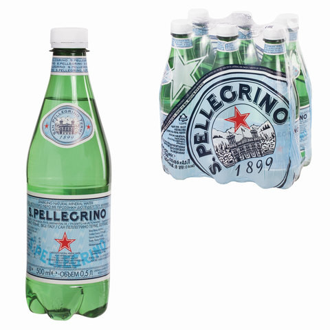 Вода ГАЗИРОВАННАЯ минеральная S.PELLEGRINO (С.Пеллегрино), 0,5 л, пластиковая бутылка, ИТАЛИЯ по низкой цене оптом 