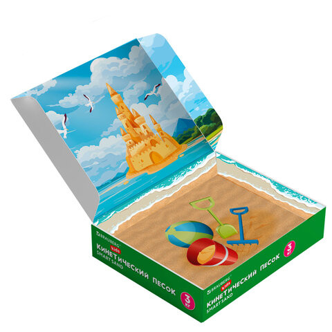 Песок для лепки кинетический, цвет песочный, 3000 г, коробка-песочница, формочки, ПИФАГОР, 666008 по низкой цене оптом 
