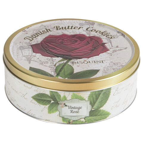Печенье Датское BISQUINI (Бисквини) "Vintage Rose" Винтажная Роза, ассорти, жестяная банка, 400 г, 201614/ 101304 по низкой цене оптом 