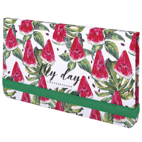 Еженедельник недатированный с резинкой (171х93 мм), BRAUBERG, твердый, УФ-ЛАК, 64 л., "Watermelon", 114577 по низкой цене оптом Еженедельник недатированный с резинкой (171х93 мм), BRAUBERG, твердый, УФ-ЛАК, 64 л., "Watermelon", 114577 по низкой цене оптом