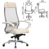 Кресло офисное МЕТТА "SAMURAI" SL-1.04, сверхпрочная ткань-сетка/кожа, бежевое