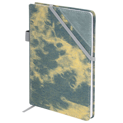 Блокнот А5 135x210мм BRAUBERG Denim, ткань/экокожа, резинка, держатель, 80л клетка, синий, 117139 по низкой цене оптом Блокнот А5 135x210мм BRAUBERG Denim, ткань/экокожа, резинка, держатель, 80л клетка, синий, 117139 по низкой цене оптом