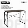 Стол на металлокаркасе BRABIX "LOFT CD-002", 1000х500х750 мм, складной, цвет морёный дуб, 641212 по низкой цене оптом 