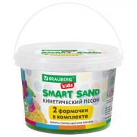 Песок для лепки кинетический BRAUBERG KIDS, изумрудный, 500 г, 2 формочки, ведерко, 665092