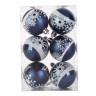 Шары ёлочные 6 шт, 6 см, "Night Snowfall", пластик, цвет: темно-синий/белый, ЗОЛОТАЯ СКАЗКА, 591993