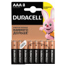 Батарейки КОМПЛЕКТ 8 шт., DURACELL Basic, AAA (LR03, 24А), алкалиновые, мизинчиковые, блистер, 81267262 по низкой цене оптом 