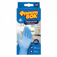 Перчатки нитриловые КОМПЛЕКТ 5 пар (10 шт.) неопудренные, размер М (средний) голубые, Фрекен БОК, 400500, 17400500