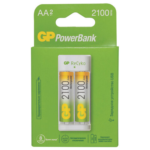 Зарядное устройство GP с аккумуляторами AA 2000 mAh 2 шт., E211210/AAHC-2CRB2, E211210AAHC2CR по низкой цене оптом 