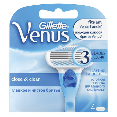 Сменные кассеты для бритья 4 шт., GILLETTE VENUS (Жиллет Винес), для женщин по низкой цене оптом 