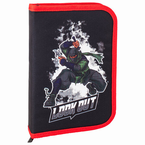 Пенал BRAUBERG, 1 отделение, 2 откидные планки, полиэстер, 21х14 см, "Ninja", 270313 по низкой цене оптом 